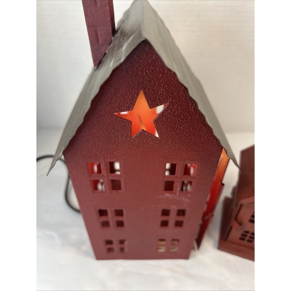 Red Barn Lamp Night Light Country Rustic Metal Farmhouse Decor Tea light Lot - Picture 2 of 16